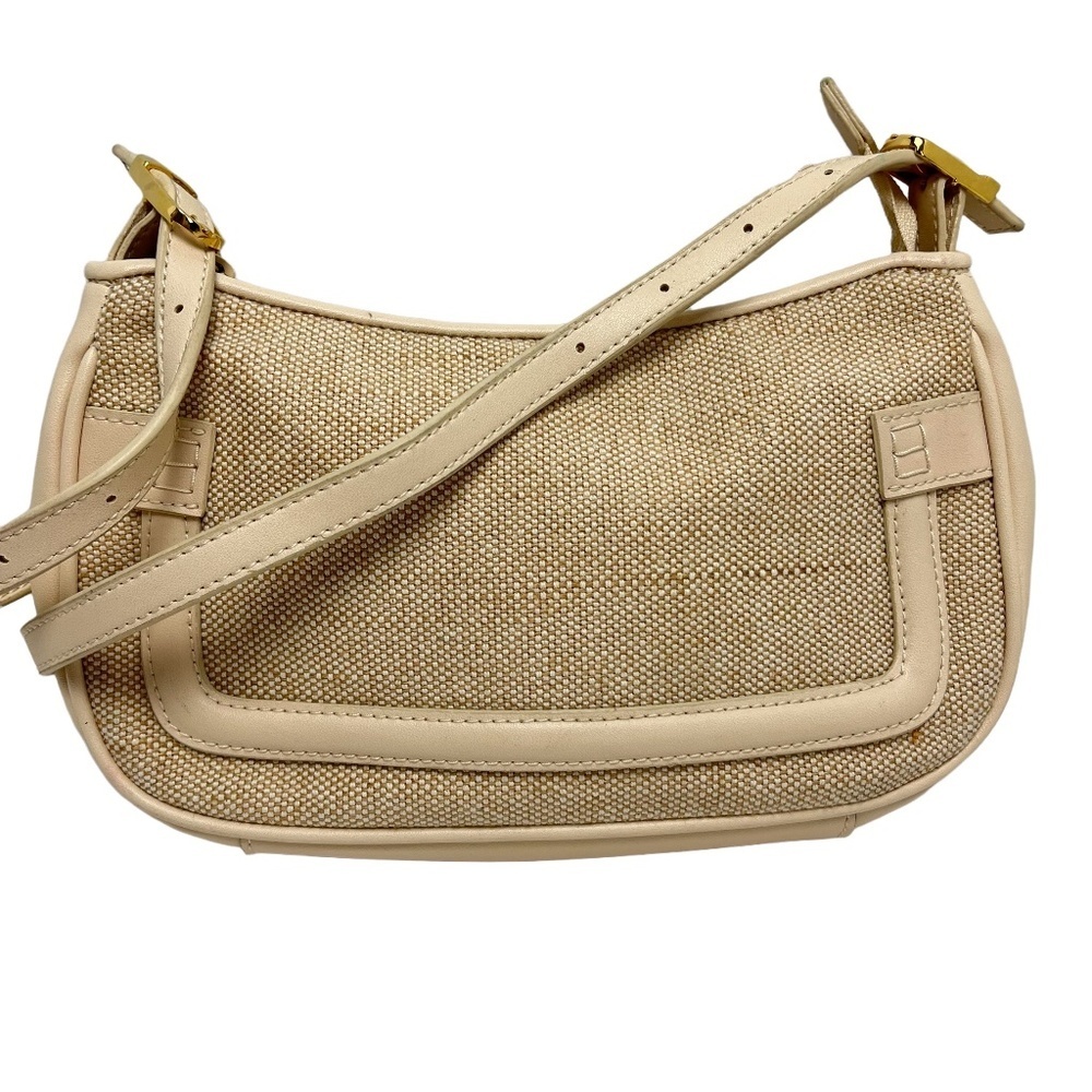 ETIENNE AIGNER Cream Woven Tweed Shoulder Bag Purse Ivory Crossbody Neutral Tote